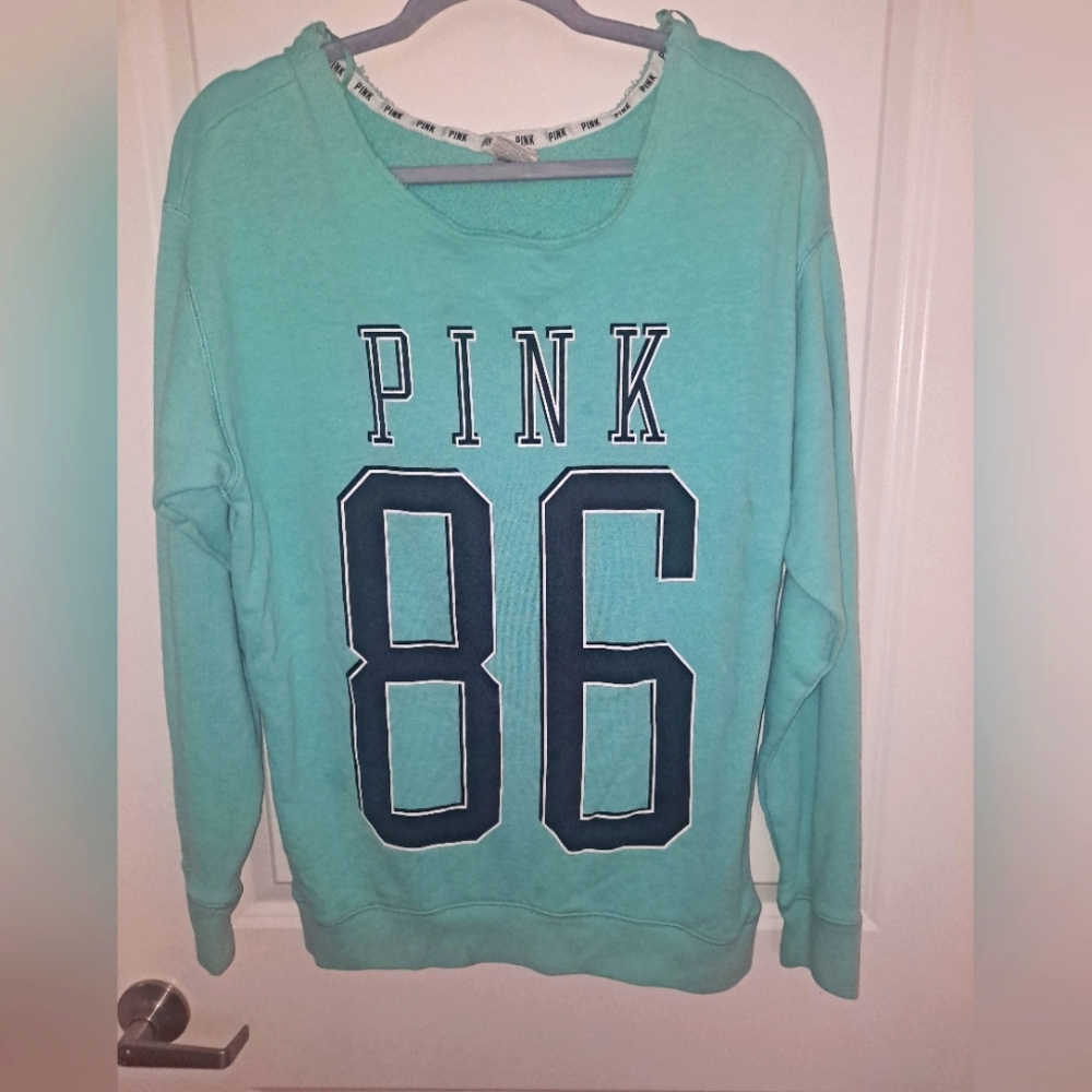 PINK sweater, teal in color XS, S, M